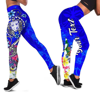 Fiji Custom Personalised Legging - Turtle Plumeria (Blue)