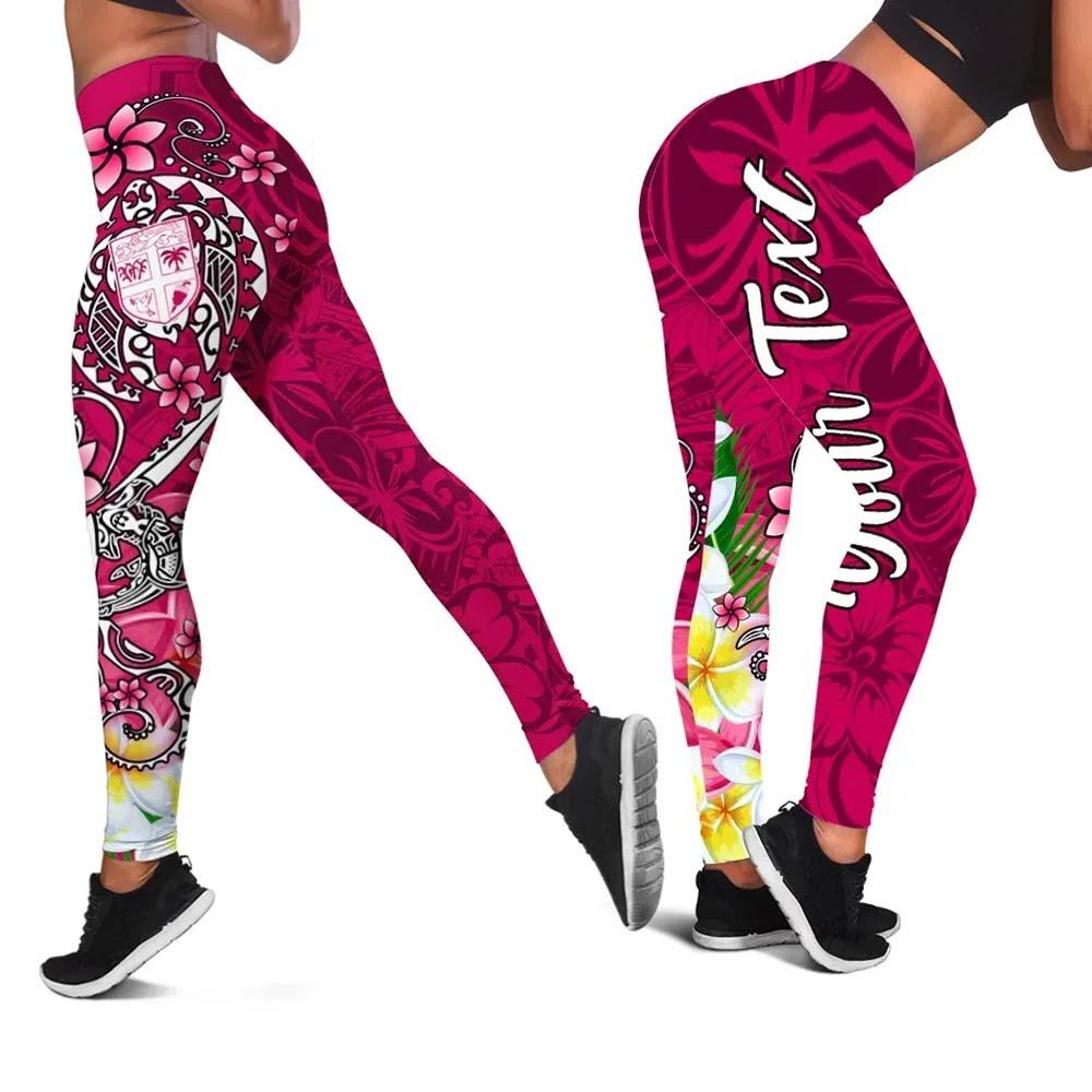 Fiji Custom Personalised Legging - Turtle Plumeria (Pink)
