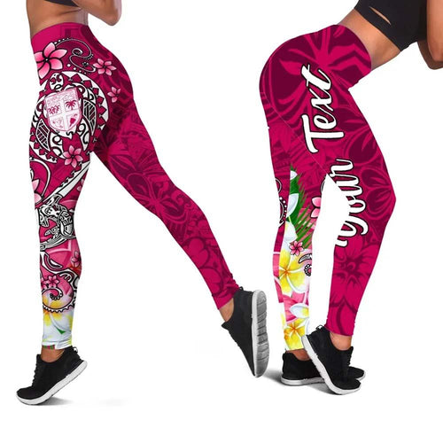 Fiji Custom Personalised Legging - Turtle Plumeria (Pink)