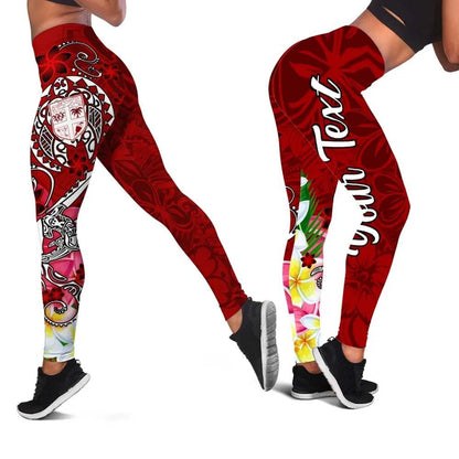 Fiji Custom Personalised Legging - Turtle Plumeria (Red)