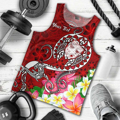 Fiji Custom Personalised Men Tank Top - Turtle Plumeria (Red)