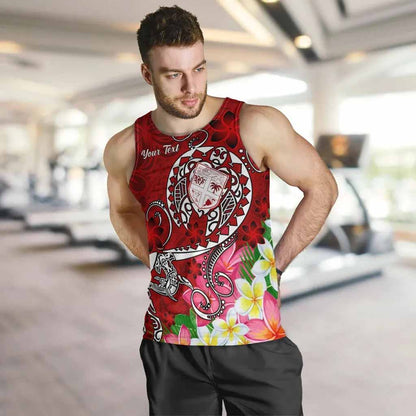 Fiji Custom Personalised Men Tank Top - Turtle Plumeria (Red)