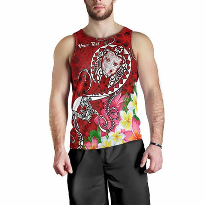 Fiji Custom Personalised Men Tank Top - Turtle Plumeria (Red)
