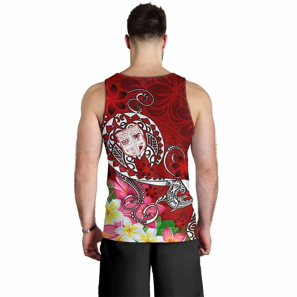 Fiji Custom Personalised Men Tank Top - Turtle Plumeria (Red)