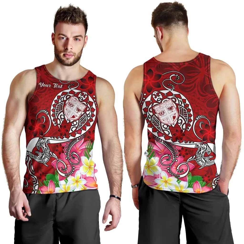 Fiji Custom Personalised Men Tank Top - Turtle Plumeria (Red)
