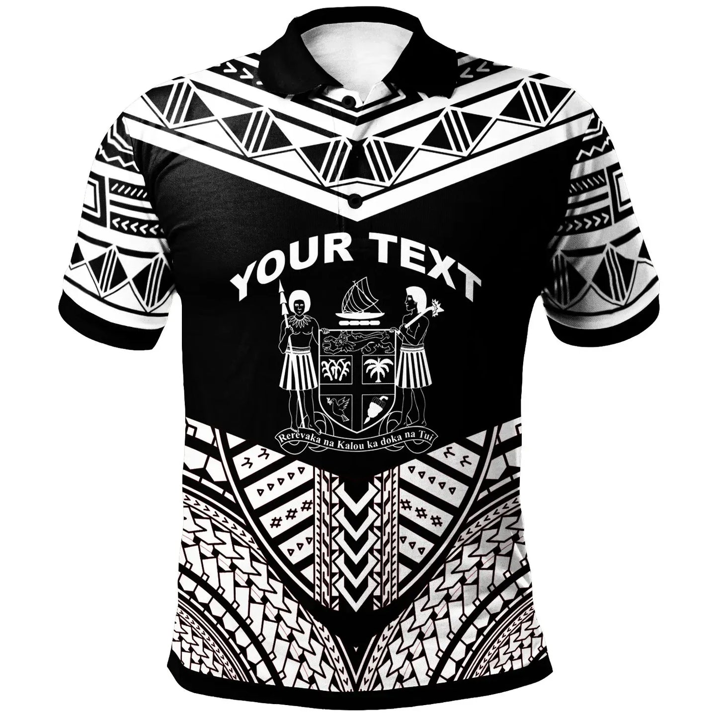 Fiji Custom Personalised Polo Shirt - Tribal Pattern Cool Style White Color