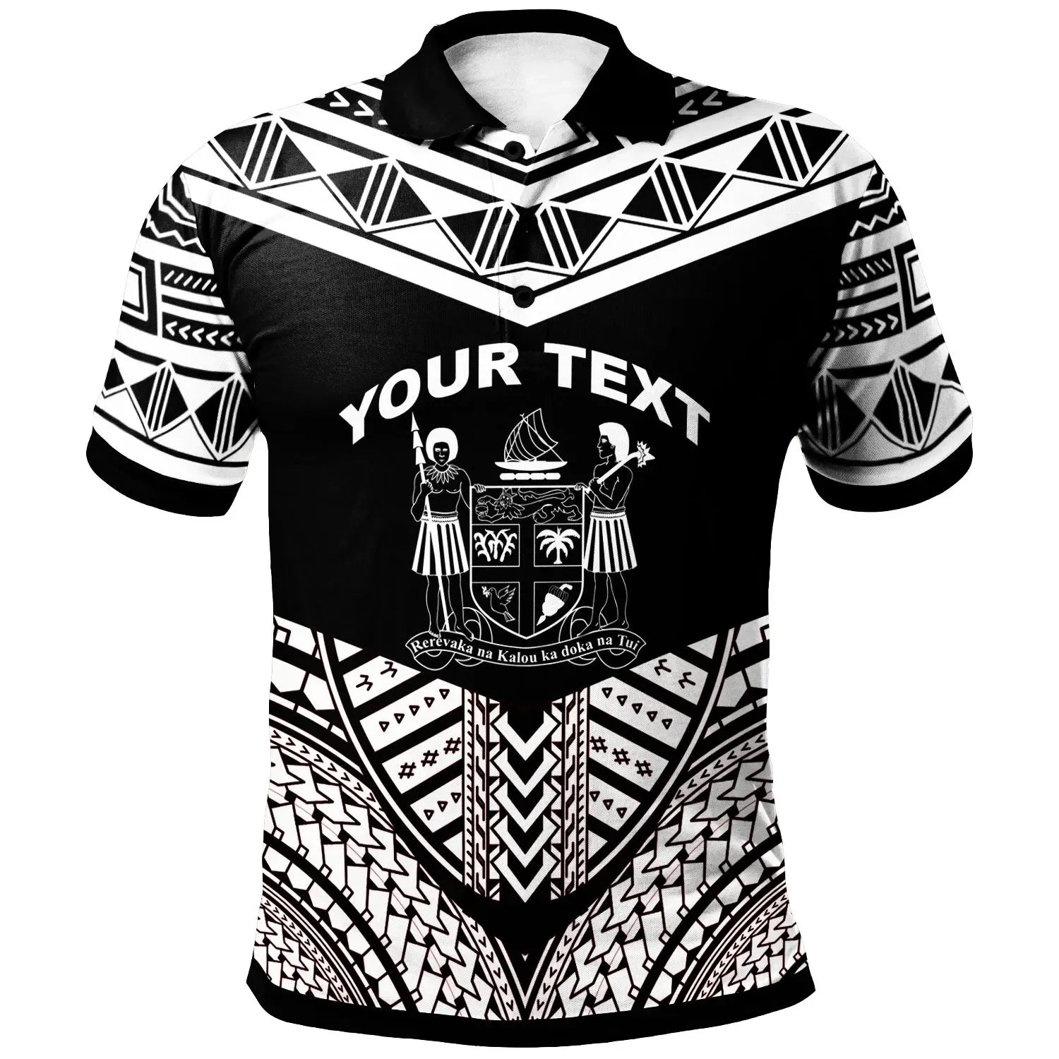 Fiji Custom Personalised Polo Shirt - Tribal Pattern Cool Style White Color