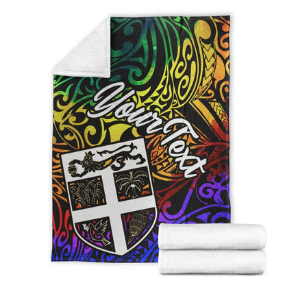 Fiji Custom Personalised Premium Blanket - Rainbow Polynesian Pattern