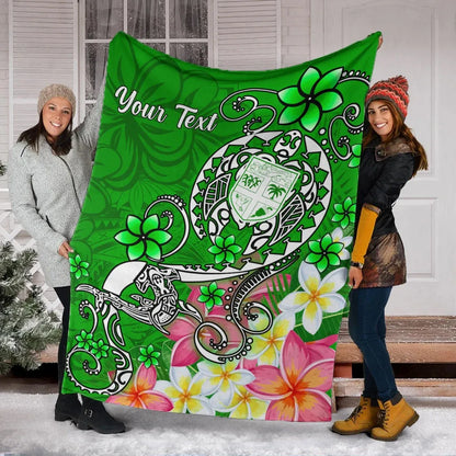 Fiji Custom Personalised Premium Blanket - Turtle Plumeria (Green)