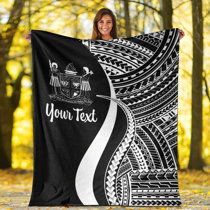 Fiji Custom Personalised Premium Blanket - White Polynesian Tentacle Tribal Pattern Crest