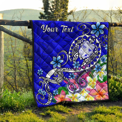 Fiji Custom Personalised Premium Quilt - Turtle Plumeria (Blue)