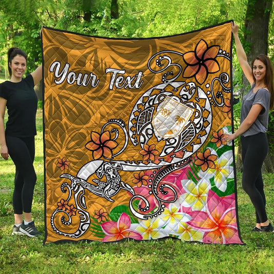 Fiji Custom Personalised Premium Quilt - Turtle Plumeria (Gold)
