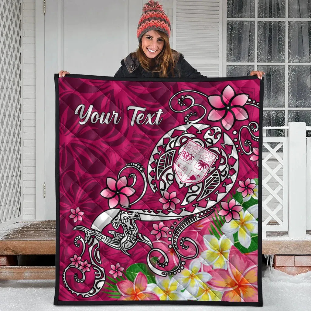Fiji Custom Personalised Premium Quilt - Turtle Plumeria (Pink)