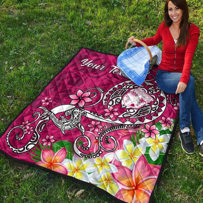 Fiji Custom Personalised Premium Quilt - Turtle Plumeria (Pink)