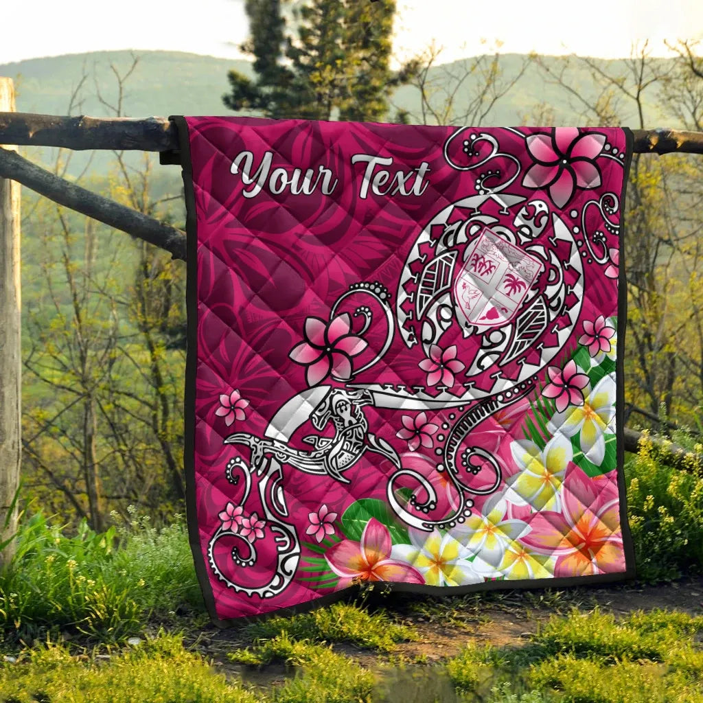 Fiji Custom Personalised Premium Quilt - Turtle Plumeria (Pink)