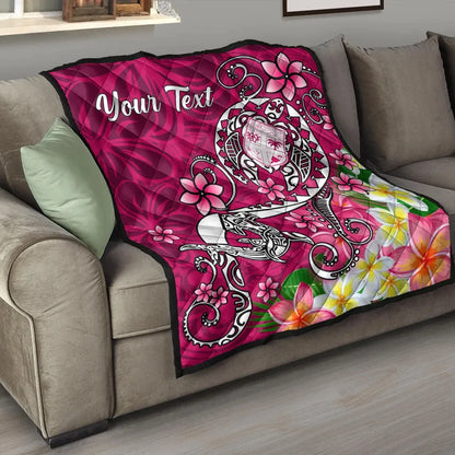 Fiji Custom Personalised Premium Quilt - Turtle Plumeria (Pink)