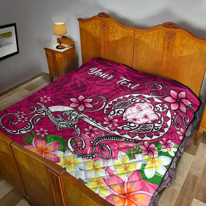 Fiji Custom Personalised Premium Quilt - Turtle Plumeria (Pink)
