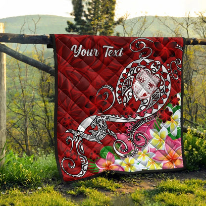 Fiji Custom Personalised Premium Quilt - Turtle Plumeria (Red)