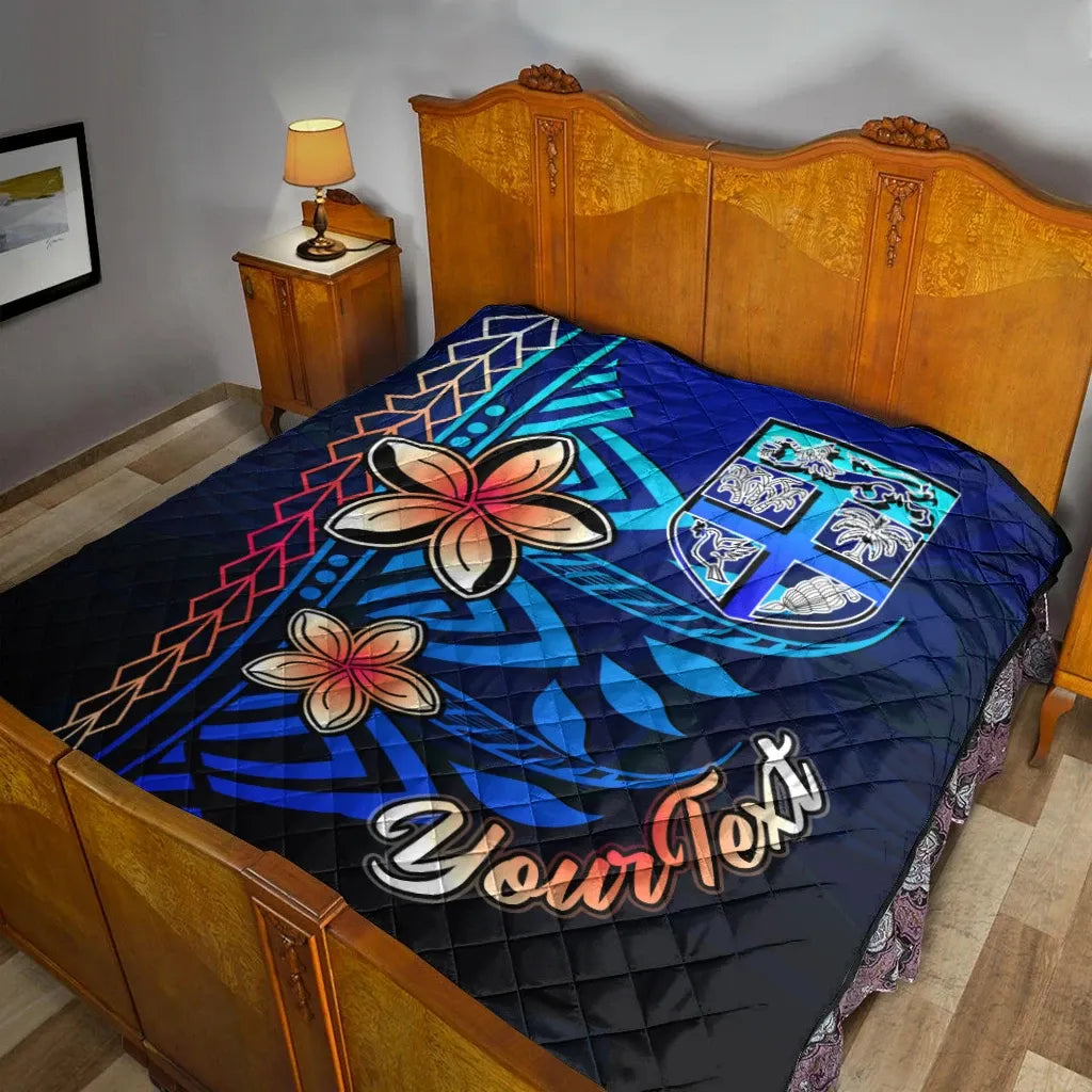Fiji Custom Personalised Premium Quilt - Vintage Tribal Mountain