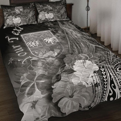 Fiji Custom Personalised Quilt Bed Set - Humpback Whale with Tropical Flowers (White)