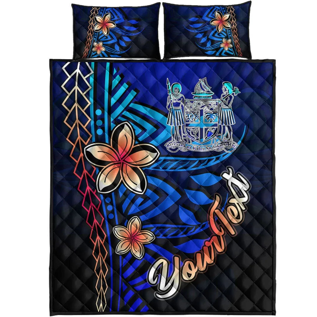 Fiji Custom Personalised Quilt Bed Set - Vintage Tribal Moutain Crest- BN