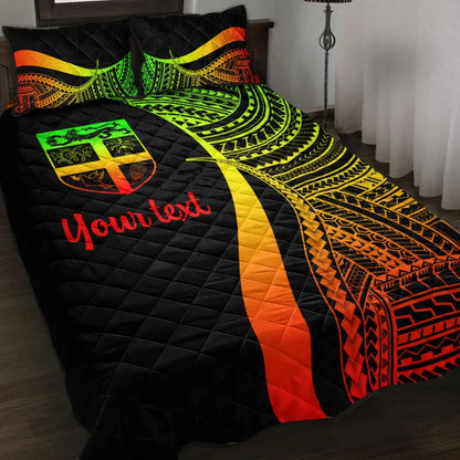 Fiji Custom Personalised Quilt Bed Set - Reggae Polynesian Tentacle Tribal Pattern