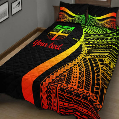 Fiji Custom Personalised Quilt Bed Set - Reggae Polynesian Tentacle Tribal Pattern