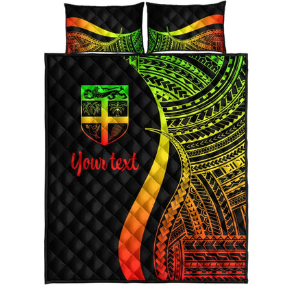 Fiji Custom Personalised Quilt Bed Set - Reggae Polynesian Tentacle Tribal Pattern