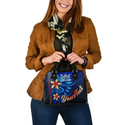 Fiji Custom Personalised Shoulder Handbag - Vintage Tribal Mountain Crest