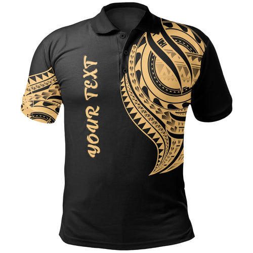 Fiji Custom Personalised Polo Shirt - Fiji Tatau Gold Patterns
