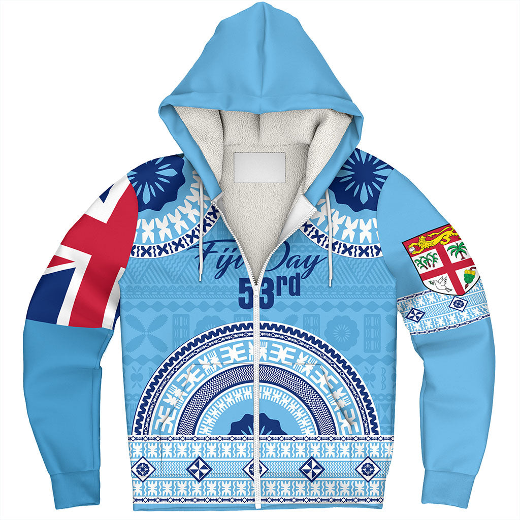 Fiji Sherpa Hoodie Happy Fiji Day Bula Pattern