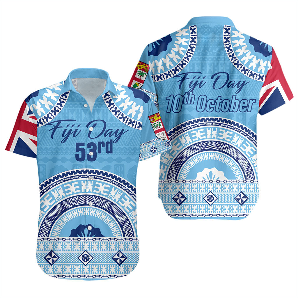 Fiji Short Sleeve Shirt Happy Fiji Day Bula Pattern