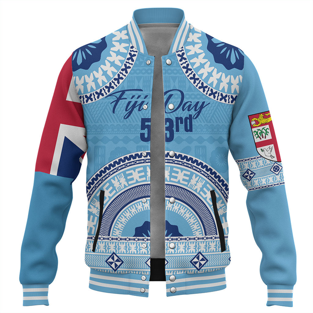 Fiji Baseball Jacket Happy Fiji Day Bula Pattern