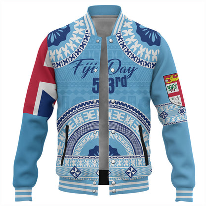 Fiji Baseball Jacket Happy Fiji Day Bula Pattern
