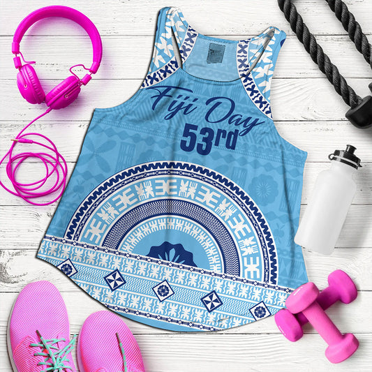 Fiji Women Tank Happy Fiji Day Bula Pattern