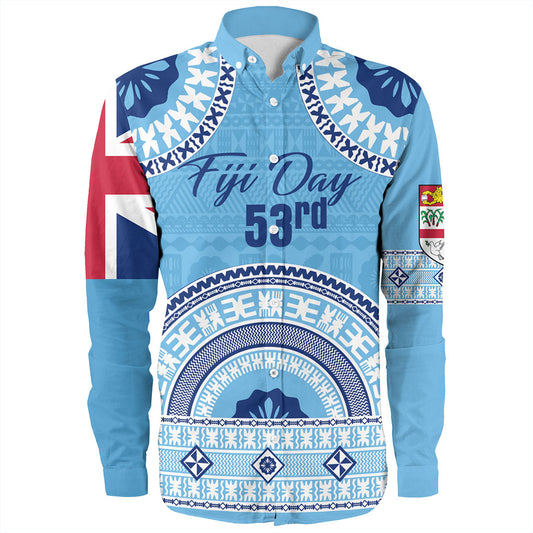 Fiji Long Sleeve Shirt Happy Fiji Day Bula Pattern