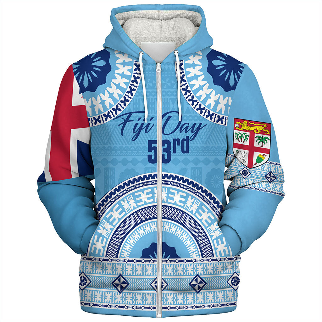 Fiji Sherpa Hoodie Happy Fiji Day Bula Pattern