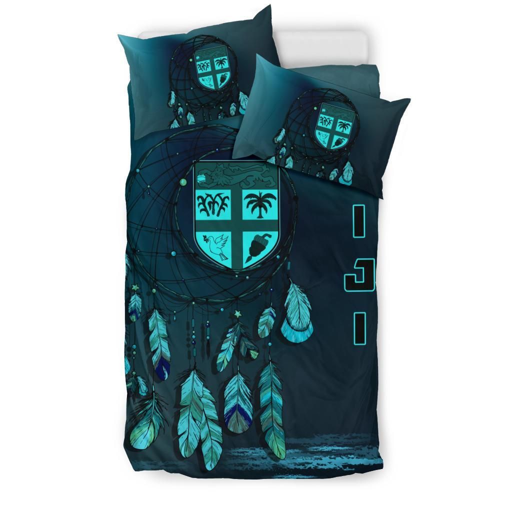 Fiji Duvet Cover Set - Fiji Flag Dreamcatcher Blue