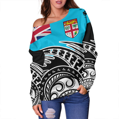 Fiji Off Shoulder Sweatshirt Custom Ethnic Style
