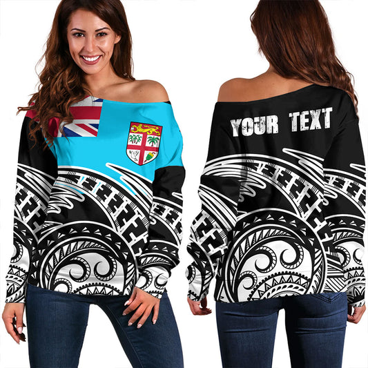 Fiji Off Shoulder Sweatshirt Custom Ethnic Style