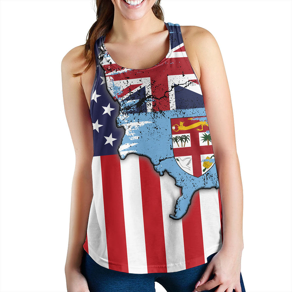 Fiji Women Tank Flag American Half Concept