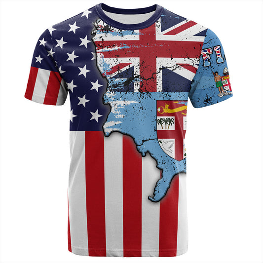 Fiji T-Shirt Flag American Half Concept