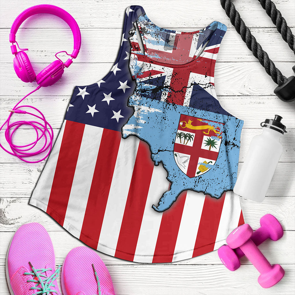 Fiji Women Tank Flag American Half Concept