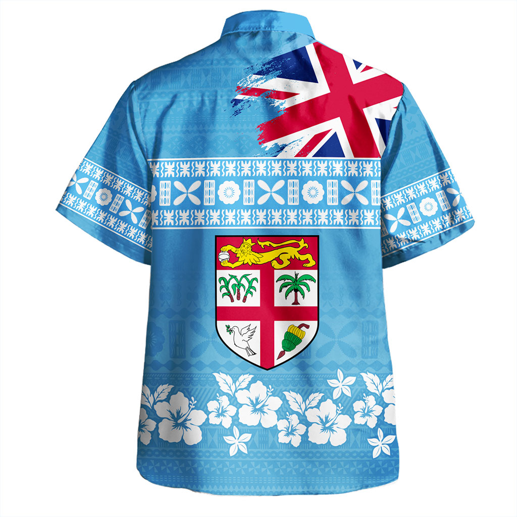 Fiji Hawaiian Shirt Bula Pattern Flag With Hibiscus Flower
