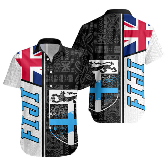 Fiji Short Sleeve Shirt Flag Pattern Bula Concept