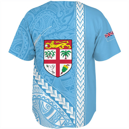 Fiji Baseball Shirt Tribal Melanesian Flag And Coat Of Arms