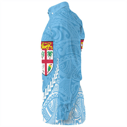 Fiji Long Sleeve Shirt Tribal Melanesian Flag And Coat Of Arms