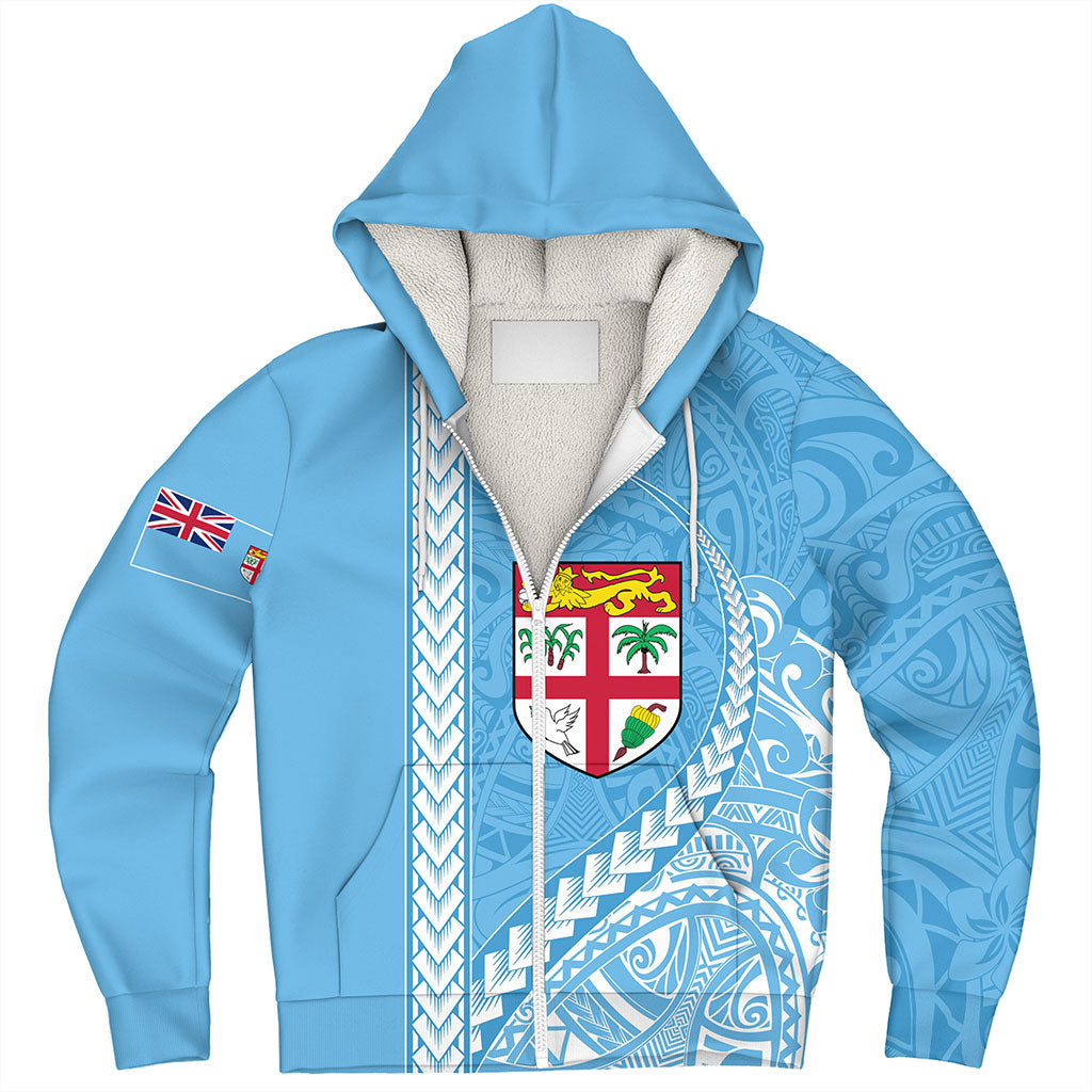 Fiji Sherpa Hoodie Tribal Melanesian Flag And Coat Of Arms