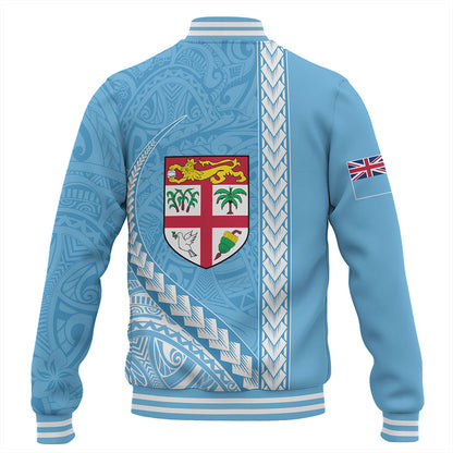 Fiji Baseball Jacket Tribal Melanesian Flag And Coat Of Arms