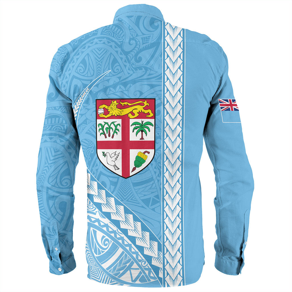Fiji Long Sleeve Shirt Tribal Melanesian Flag And Coat Of Arms